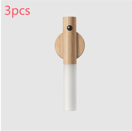 Auto LED USB Magnetic Wireless Night Light Corridors with wood finish and white light cover