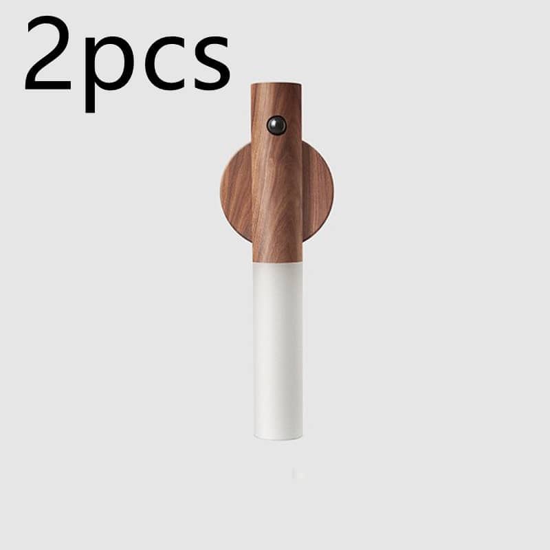 Auto LED USB Magnetic Wireless Night Light Corridors in wood and white color with motion sensor