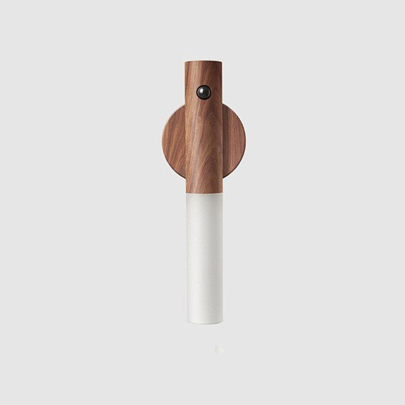 Auto LED USB Magnetic Wireless Night Light Corridors with wood finish and white light diffuser for hallway lighting