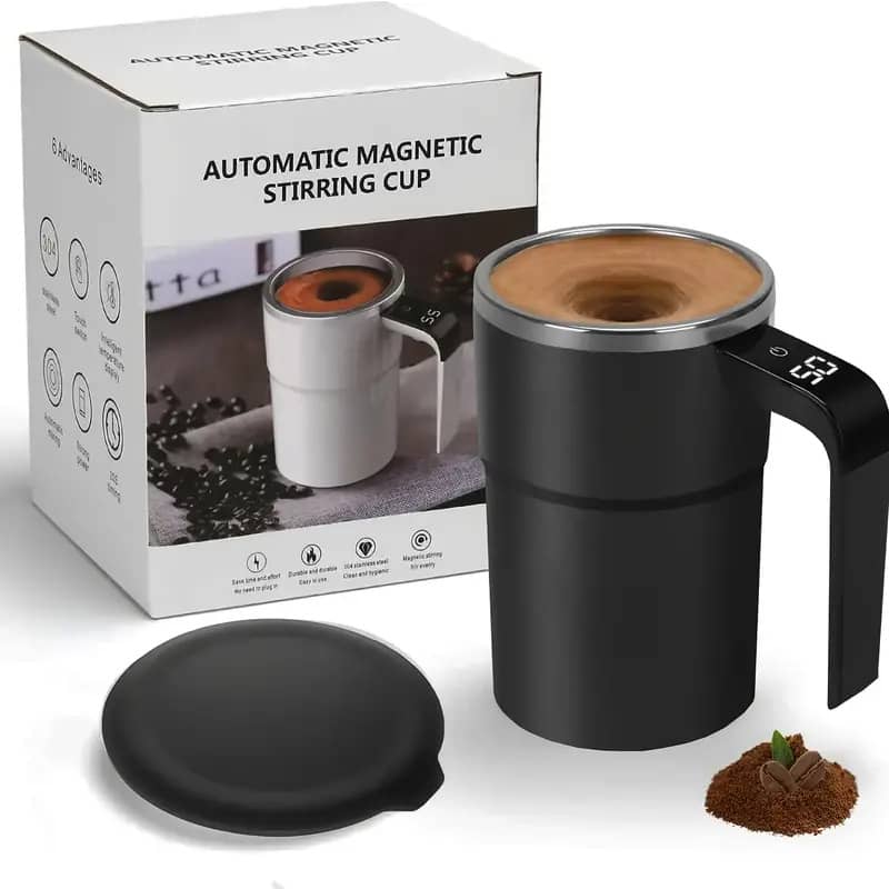 Le Monde Tech Stainless Steel Mug for Coffee with Lid Black USB