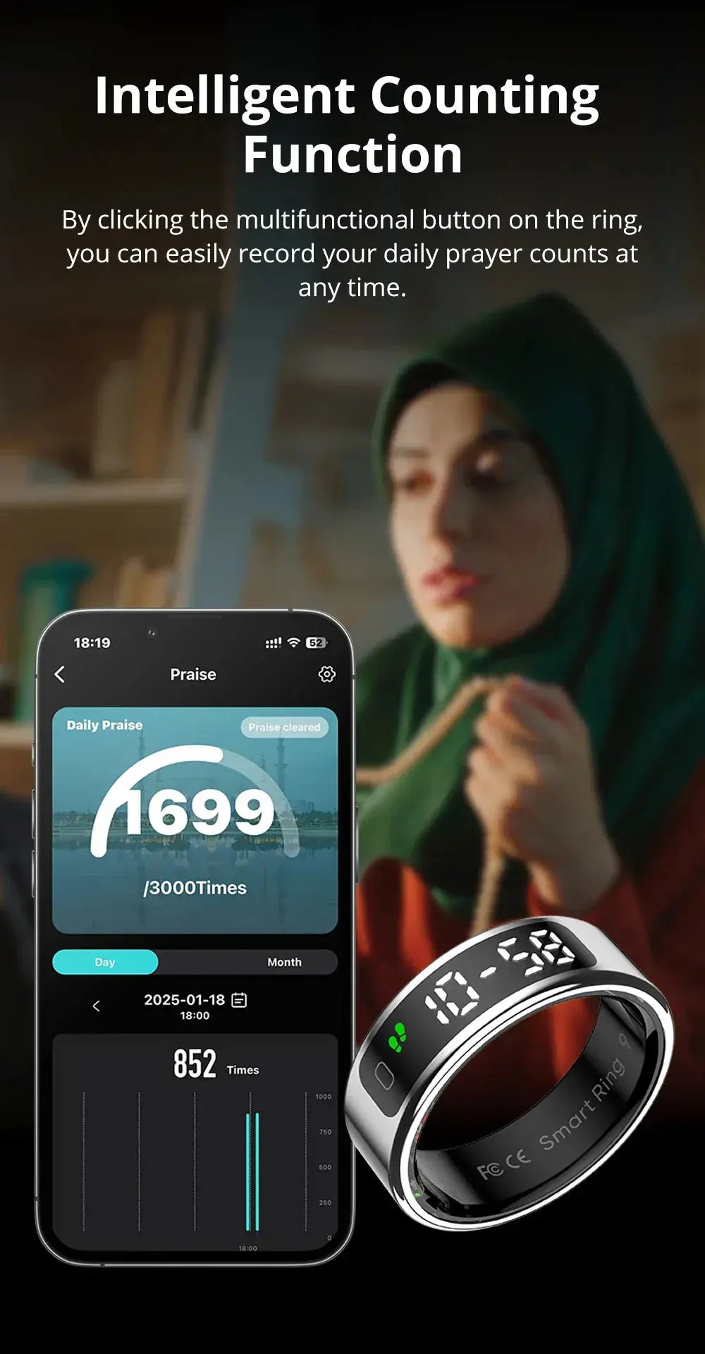 COLMI Smart Ring for Health Tracking with Fitness Monitor