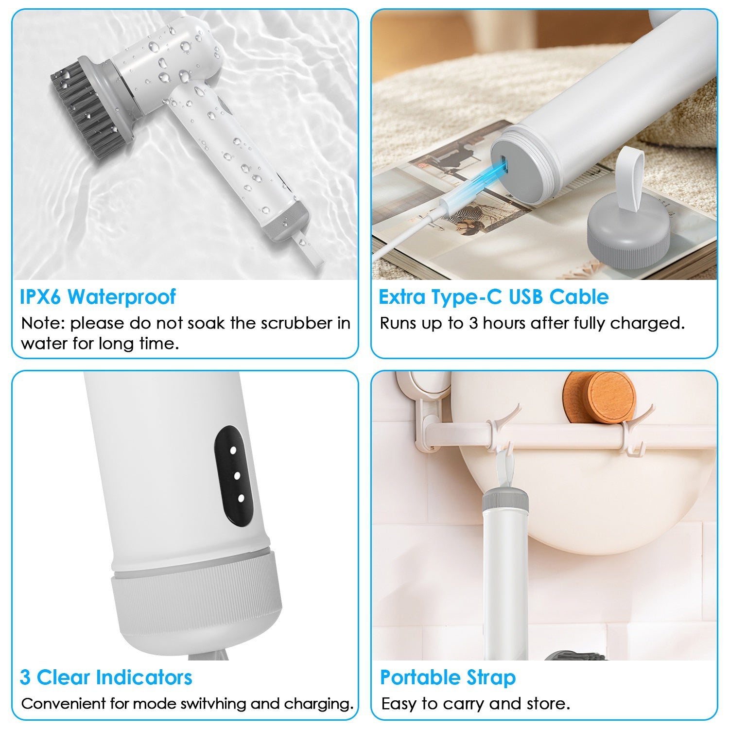 Le Monde Tech Electric Cleaning Brush Rechargeable White