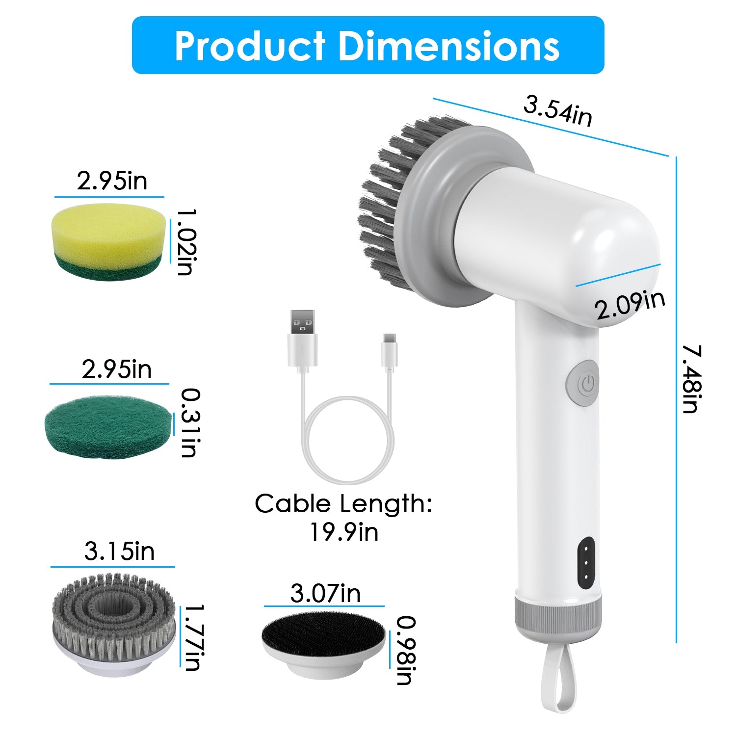 Le Monde Tech Electric Cleaning Brush Rechargeable White