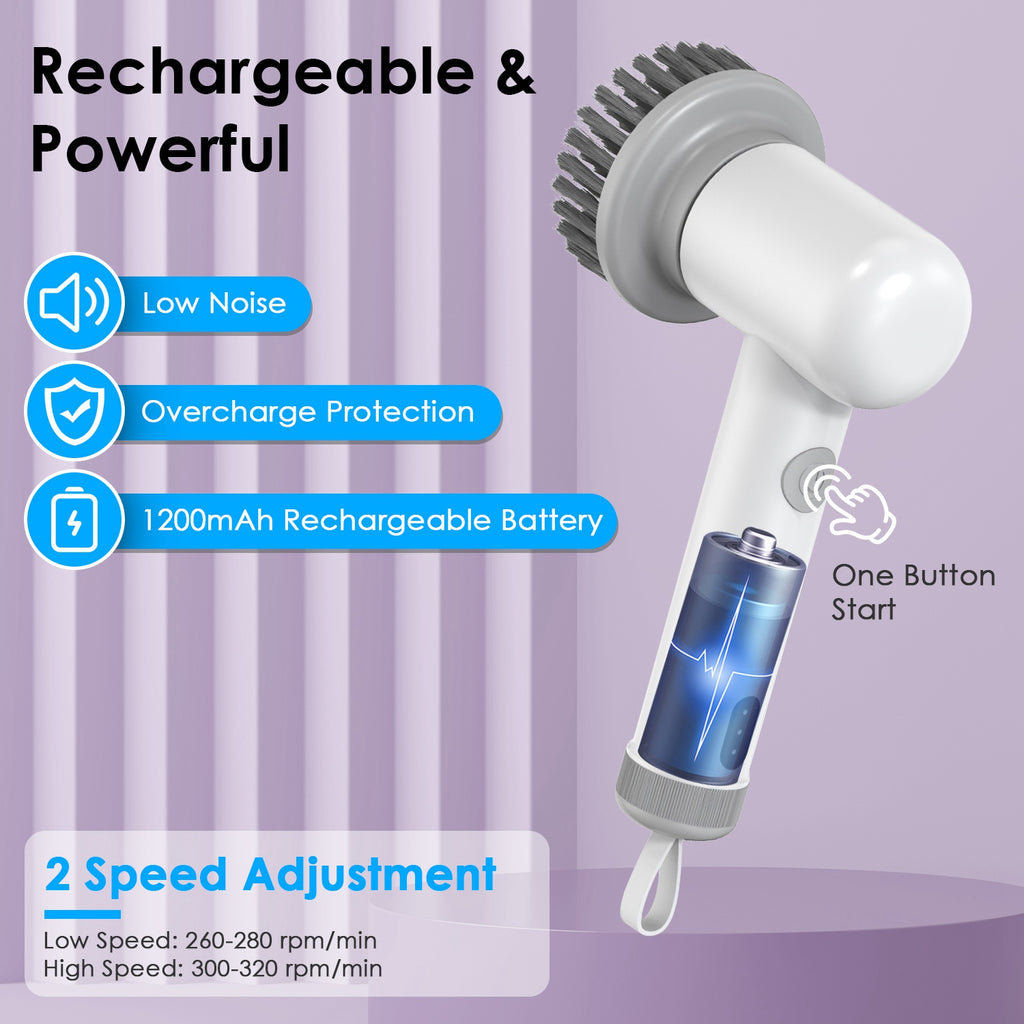 Le Monde Tech Electric Cleaning Brush Rechargeable White