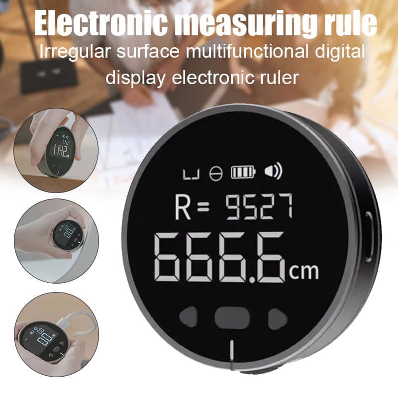 Mesauer Digital Electronic Measuring Ruler black round digital display ruler showing 666.6 cm measurement