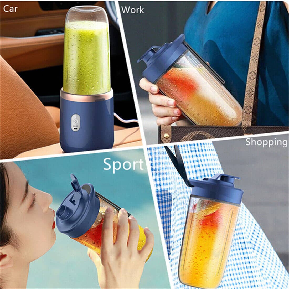Le Monde Tech Portable Blender 2 Cups Blue