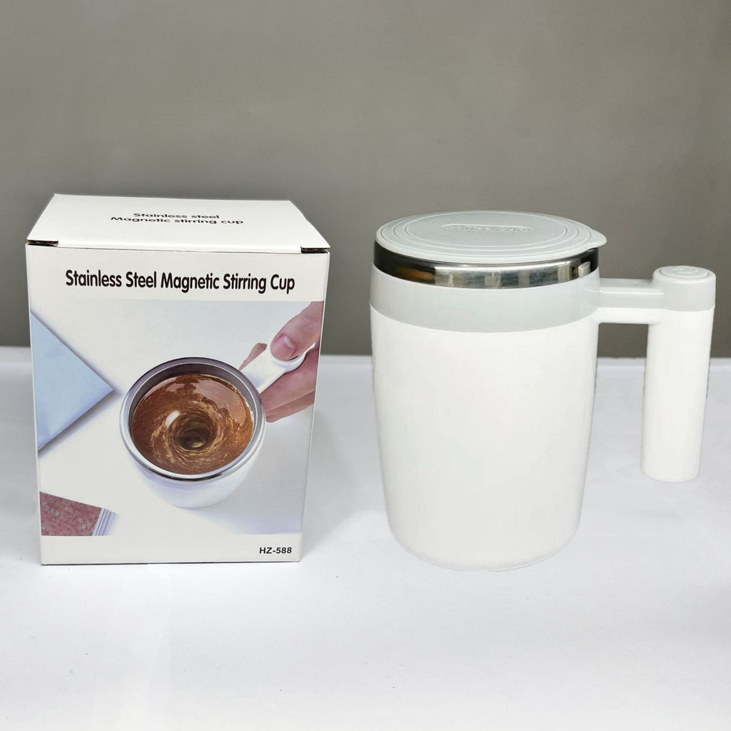 Le Monde Tech white stainless steel magnetic stirring vitamix blending cup with handle and lid