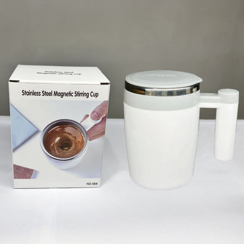 Le Monde Tech white vitamix blending cup with stainless steel magnetic stirring feature and handle